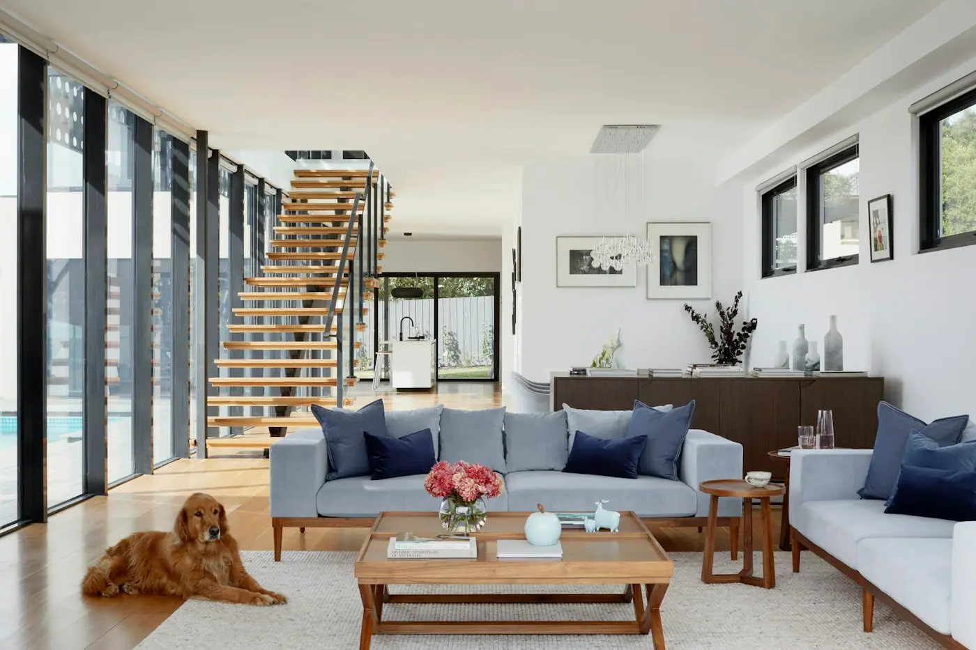 Open-plan living space with considered finishes and natural light